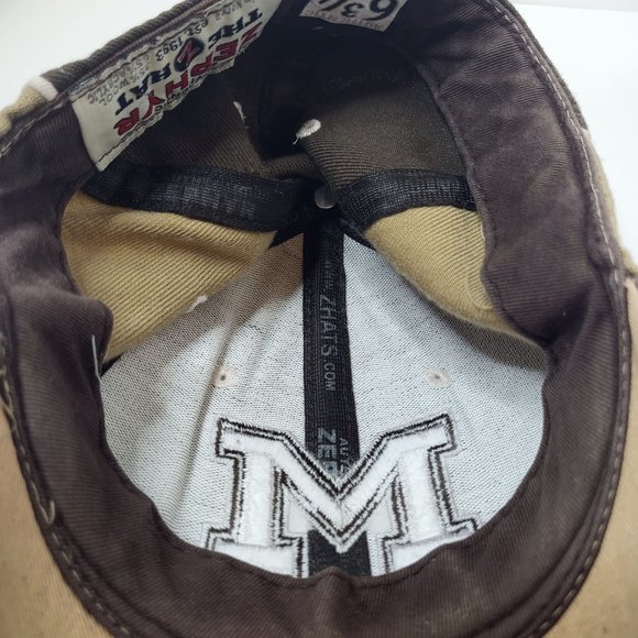 Zephyr Brand University of Michigan Wolverines Brown/Tan Fitted Hat Sz 6 3/4 Cap - Picture 11 of 13